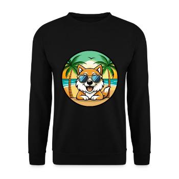 Spitz Hunderasse Cartoon Sonnenbrille Strand - Unisex Pullover - Schwarz - Vorne - Alina (178cm) & Michal (187cm)