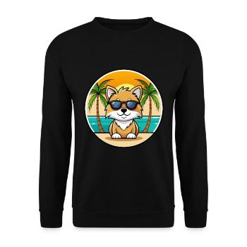 Spielzeug Deutscher Spitz Hund Rasse Cartoon Sonnenbrille Strand - Unisex Pullover - Schwarz - Vorne - Alina (178cm) & Michal (187cm)