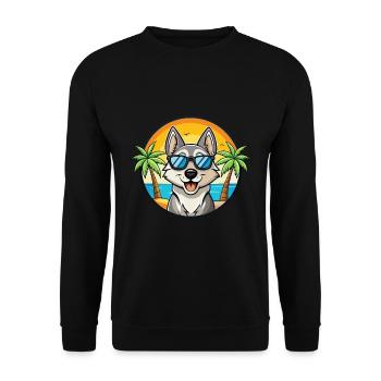 Chien d’élan suédois race dessin animé lunettes de soleil plage - Sweat-shirt Unisexe - noir - Devant - Alina (178cm) & Michal (187cm)