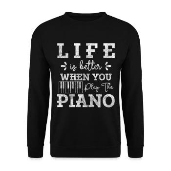 Piano Grand Piano Musicians - Unisex Sweatshirt - black - Front - Alina (178cm) & Michal (187cm)