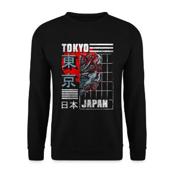 Tokio Reisen Anime Städtetrip - Unisex Pullover - Schwarz - Vorne - Alina (178cm) & Michal (187cm)