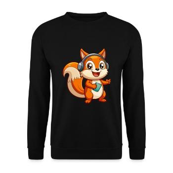 Squirrel Funny Cartoon Character Headphone Music - Unisex Sweatshirt - black - Front - Alina (178cm) & Michal (187cm)