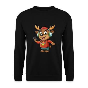 orignal drôle personnage de dessin animé musique de casque - Sweat-shirt Unisexe - noir - Devant - Alina (178cm) & Michal (187cm)