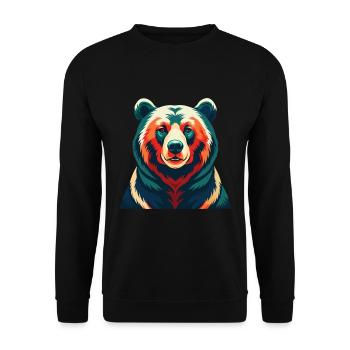Ours Dessin animé Personnage Animal de compagnie coloré - Sweat-shirt Unisexe - noir - Devant - Alina (178cm) & Michal (187cm)