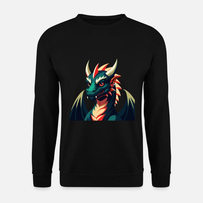 Drache Cartoon Figur Buntes Haustier Tier - Unisex Pullover - Schwarz