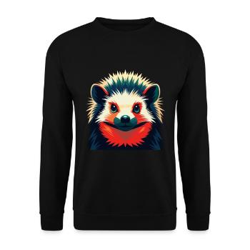 Igel Cartoon Figur Buntes Haustier Tier - Unisex Pullover - Schwarz - Vorne - Alina (178cm) & Michal (187cm)
