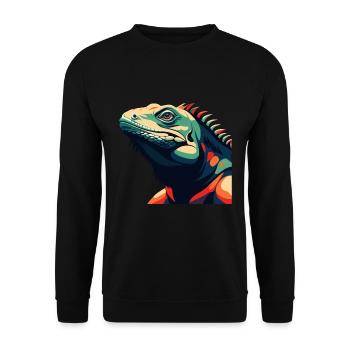 Iguana Cartoon Character Colorful Pet Animal - Unisex Sweatshirt - black - Front - Alina (178cm) & Michal (187cm)