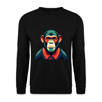 Chimpanzé Dessin animé Personnage Animal de compagnie coloré - Sweat-shirt Unisexe - noir - Devant - Alina (178cm) & Michal (187cm)
