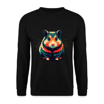 Hamster Cartoon Figur Buntes Haustier Tier - Unisex Pullover - Schwarz - Vorne - Alina (178cm) & Michal (187cm)