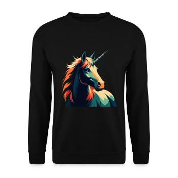 Licorne Dessin animé Personnage Animal de compagnie coloré - Sweat-shirt Unisexe - noir - Devant - Alina (178cm) & Michal (187cm)