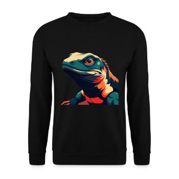 Lizard Cartoon Character Colorful Pet Animal - Unisex Sweatshirt - black - Front - Alina (178cm) & Michal (187cm)