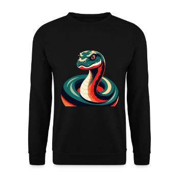 Anaconda Cartoon Figur Buntes Haustier Tier - Unisex Pullover - Schwarz - Vorne - Alina (178cm) & Michal (187cm)