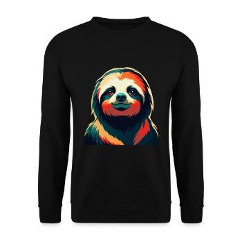 Faultier Cartoon Figur Buntes Haustier Tier - Unisex Pullover - Schwarz - Vorne - Alina (178cm) & Michal (187cm)