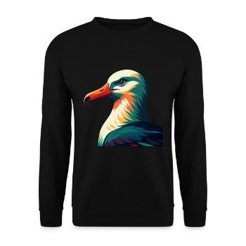 Albatross Zeichentrickfigur Buntes Haustier Tier - Unisex Pullover - Schwarz - Vorne - Alina (178cm) & Michal (187cm)