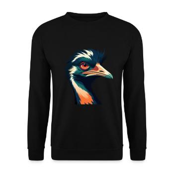 Emu Zeichentrickfigur Buntes Haustier Tier - Unisex Pullover - Schwarz - Vorne - Alina (178cm) & Michal (187cm)