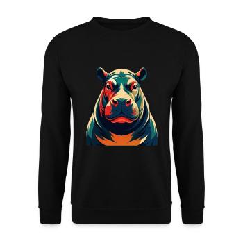 Hippo Cartoon Character Colorful Pet Animal - Unisex Sweatshirt - black - Front - Alina (178cm) & Michal (187cm)