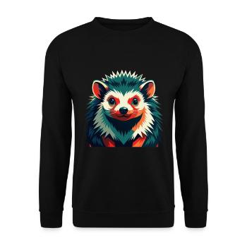 Igel Zeichentrickfigur Buntes Haustier Tier - Unisex Pullover - Schwarz - Vorne - Alina (178cm) & Michal (187cm)