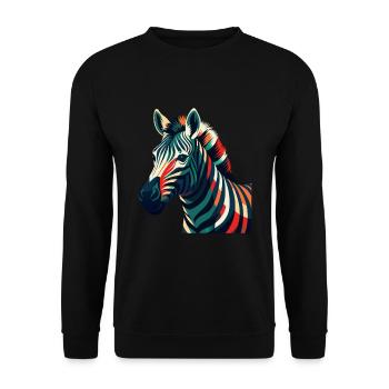 Zebra Cartoon Figur Buntes Haustier Tier - Unisex Pullover - Schwarz - Vorne - Alina (178cm) & Michal (187cm)