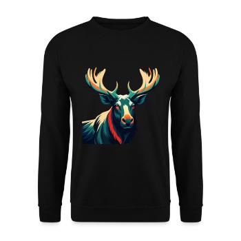 Elch Zeichentrickfigur Buntes Haustier Tier - Unisex Pullover - Schwarz - Vorne - Alina (178cm) & Michal (187cm)