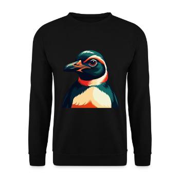 Pinguin Zeichentrickfigur Buntes Haustier Tier - Unisex Pullover - Schwarz - Vorne - Alina (178cm) & Michal (187cm)