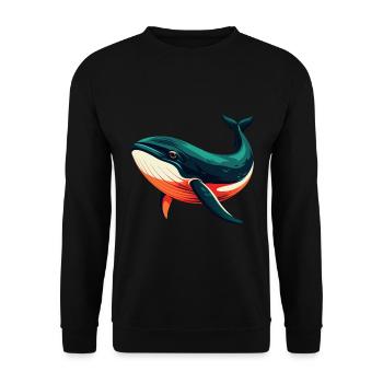 Wal Cartoon Figur Buntes Haustier Tier - Unisex Pullover - Schwarz - Vorne - Alina (178cm) & Michal (187cm)