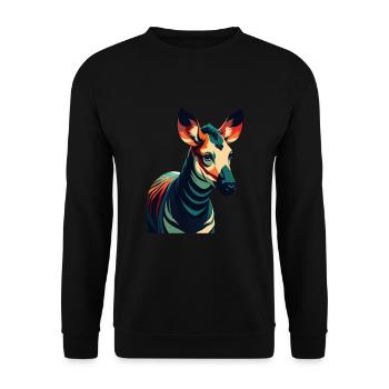 Okapi Cartoon Character Colorful Pet Animal - Unisex Sweatshirt - black - Front - Alina (178cm) & Michal (187cm)