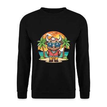 Bull Funny Cartoon Summer Beach Sunglasses - Unisex Sweatshirt - black - Front - Alina (178cm) & Michal (187cm)