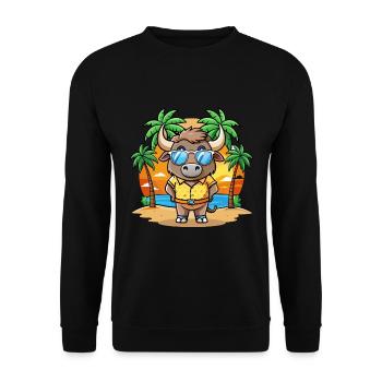 Buffalo Funny Cartoon Summer Beach Sunglasses - Unisex Sweatshirt - black - Front - Alina (178cm) & Michal (187cm)