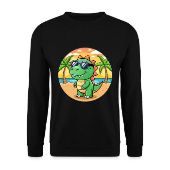 Dinosaur Funny Cartoon Summer Beach Sunglasses - Unisex Sweatshirt - black - Front - Alina (178cm) & Michal (187cm)