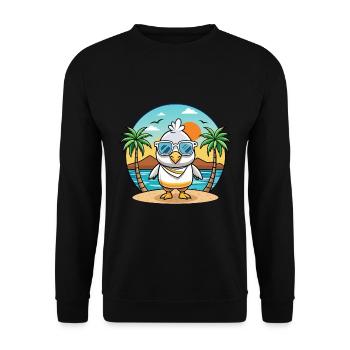 Albatross Funny Cartoon Summer Beach Sunglasses - Unisex Sweatshirt - black - Front - Alina (178cm) & Michal (187cm)