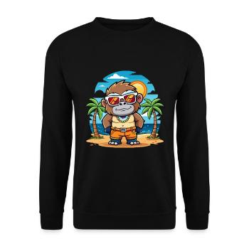 Gorilla Lustige Cartoon Sommer Strand Sonnenbrille - Unisex Pullover - Schwarz - Vorne - Alina (178cm) & Michal (187cm)