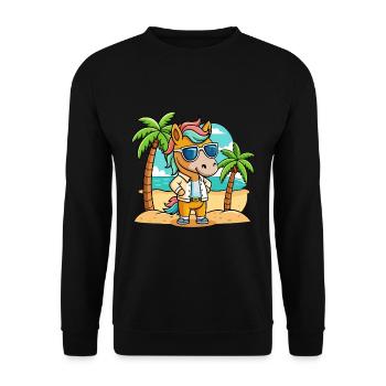 Pferd Lustige Cartoon Sommer Strand Sonnenbrille - Unisex Pullover - Schwarz - Vorne - Alina (178cm) & Michal (187cm)