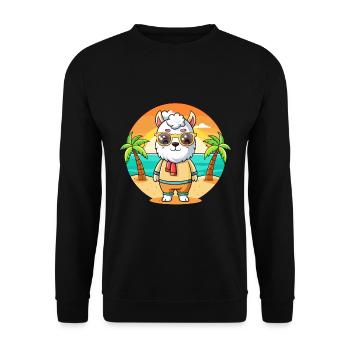 Llama Funny Cartoon Summer Beach Sunglasses - Unisex Sweatshirt - black - Front - Alina (178cm) & Michal (187cm)