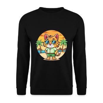 Lynx Funny Cartoon Summer Beach Sunglasses - Unisex Sweatshirt - black - Front - Alina (178cm) & Michal (187cm)