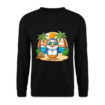 Penguin Funny Cartoon Summer Beach Sunglasses - Unisex Sweatshirt - black - Front - Alina (178cm) & Michal (187cm)