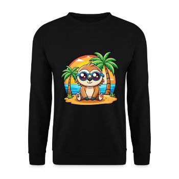 Sloth Funny Cartoon Summer Beach Sunglasses - Unisex Sweatshirt - black - Front - Alina (178cm) & Michal (187cm)