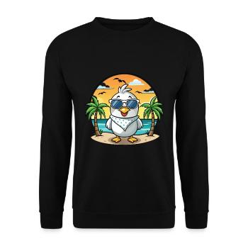 Albatross Funny Cartoon Summer Beach Sunglasses - Unisex Sweatshirt - black - Front - Alina (178cm) & Michal (187cm)