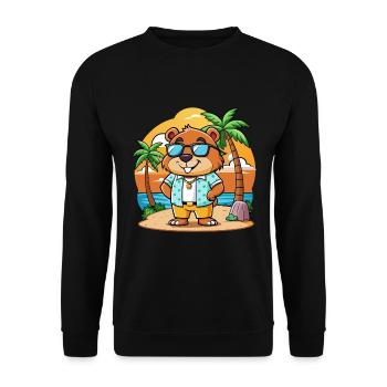 Beaver Funny Cartoon Summer Beach Sunglasses - Unisex Sweatshirt - black - Front - Alina (178cm) & Michal (187cm)