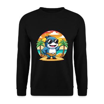 Orca Funny Cartoon Summer Beach Sunglasses - Unisex Sweatshirt - black - Front - Alina (178cm) & Michal (187cm)
