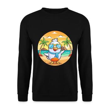 Seagull Funny Cartoon Summer Beach Sunglasses - Unisex Sweatshirt - black - Front - Alina (178cm) & Michal (187cm)