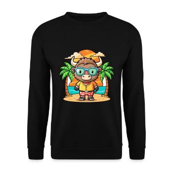 Buffalo Funny Cartoon Summer Beach Sunglasses - Unisex Sweatshirt - black - Front - Alina (178cm) & Michal (187cm)