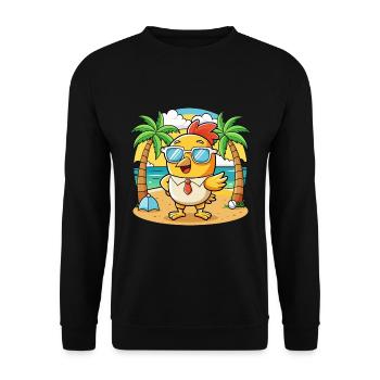Chicken Funny Cartoon Summer Beach Sunglasses - Unisex Sweatshirt - black - Front - Alina (178cm) & Michal (187cm)