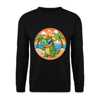 Dinosaur Funny Cartoon Summer Beach Sunglasses - Unisex Sweatshirt - black - Front - Alina (178cm) & Michal (187cm)