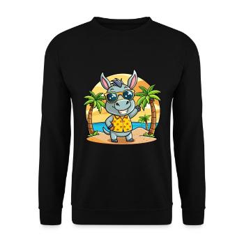 Donkey Funny Cartoon Summer Beach Sunglasses - Unisex Sweatshirt - black - Front - Alina (178cm) & Michal (187cm)