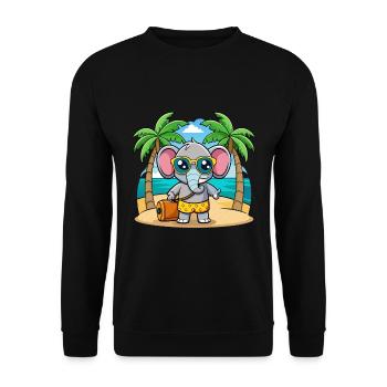 Elephant Funny Cartoon Summer Beach Sunglasses - Unisex Sweatshirt - black - Front - Alina (178cm) & Michal (187cm)