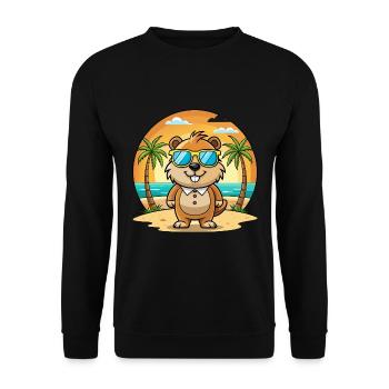 Groundhog Funny Cartoon Summer Beach Sunglasses - Unisex Sweatshirt - black - Front - Alina (178cm) & Michal (187cm)
