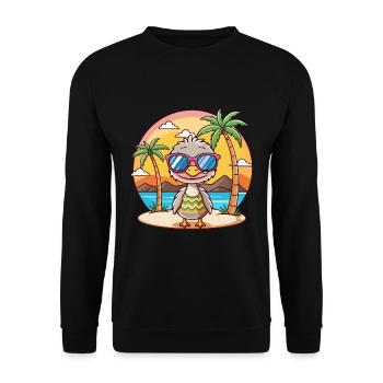 Strauß lustige Cartoon Sommer Strand Sonnenbrille - Unisex Pullover - Schwarz - Vorne - Alina (178cm) & Michal (187cm)