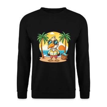 Pelican Funny Cartoon Summer Beach Sunglasses - Unisex Sweatshirt - black - Front - Alina (178cm) & Michal (187cm)