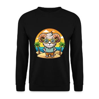 Ram Lustige Cartoon Sommer Strand Sonnenbrille - Unisex Pullover - Schwarz - Vorne - Alina (178cm) & Michal (187cm)