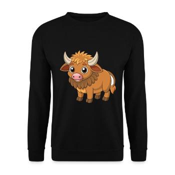 Buffalo Cute Mascot Cartoon Character Kawaii - Unisex Sweatshirt - black - Front - Alina (178cm) & Michal (187cm)